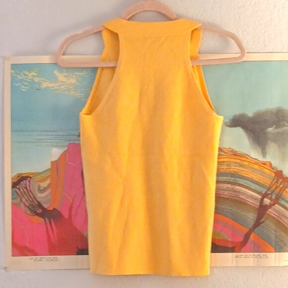 Worth Women's Yellow Vintage Halter Style Cotton Stretchy Tank Top Size Small - Picture 4 of 4